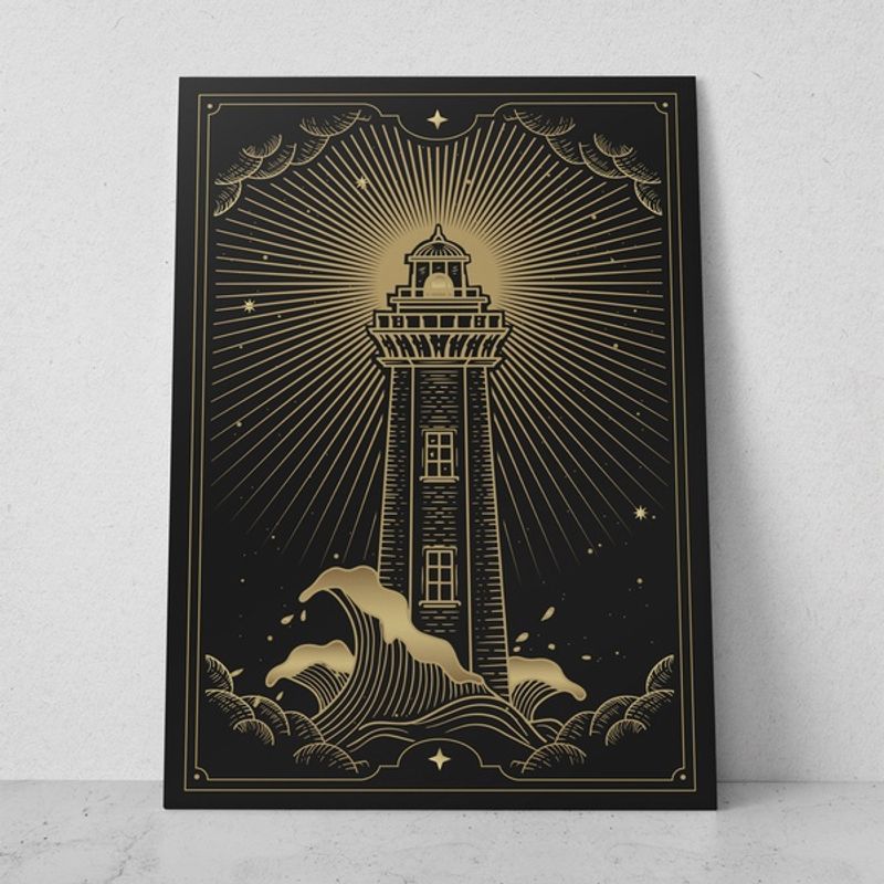 TAYRONA STORE - Cuadros Retablo Ilustraciones Negro y Dorado 028 - 35x50cm