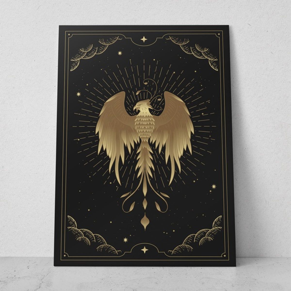 TAYRONA STORE - Cuadros Retablo Ilustraciones Negro y Dorado 040 - 35x50cm