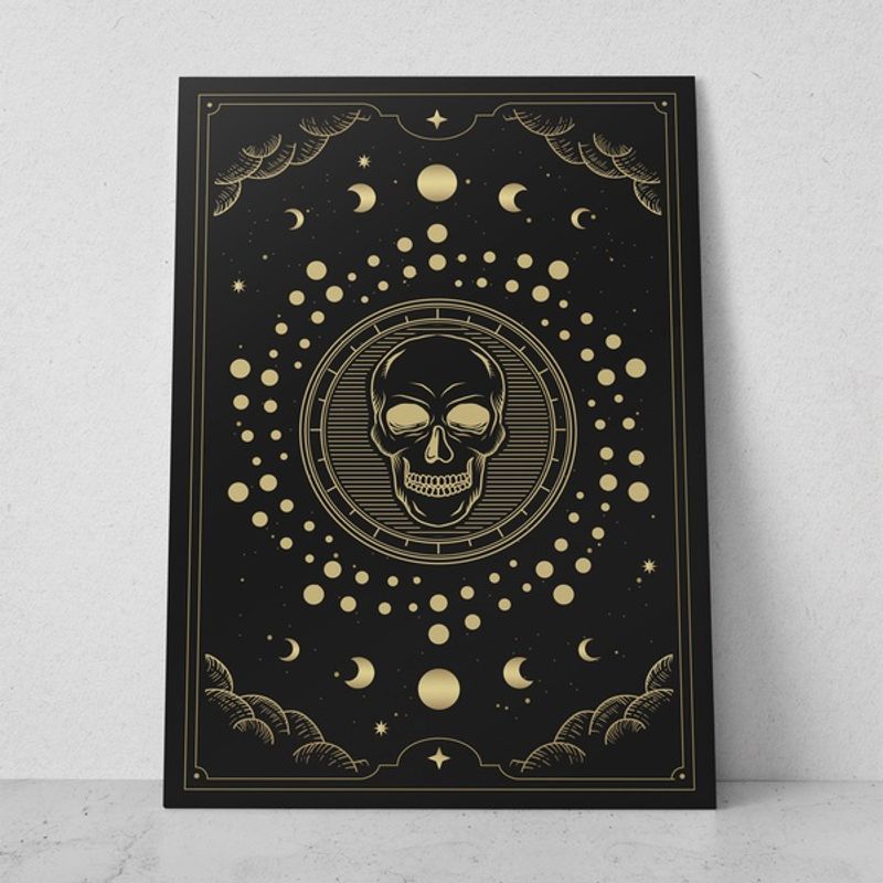 TAYRONA STORE - Cuadros Retablo Ilustraciones Negro y Dorado 043 - 35x50cm