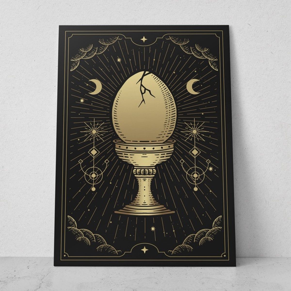 TAYRONA STORE - Cuadros Retablo Ilustraciones Negro y Dorado 020 - 35x50cm.