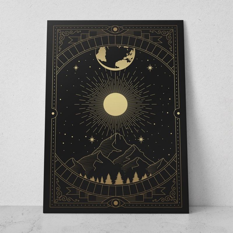 TAYRONA STORE - Cuadros Retablo Ilustraciones Negro y Dorado 037 - 35x50cm