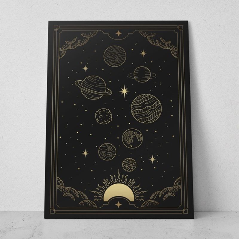 TAYRONA STORE - Cuadros Retablo Ilustraciones Negro y Dorado 046 - 35x50cm