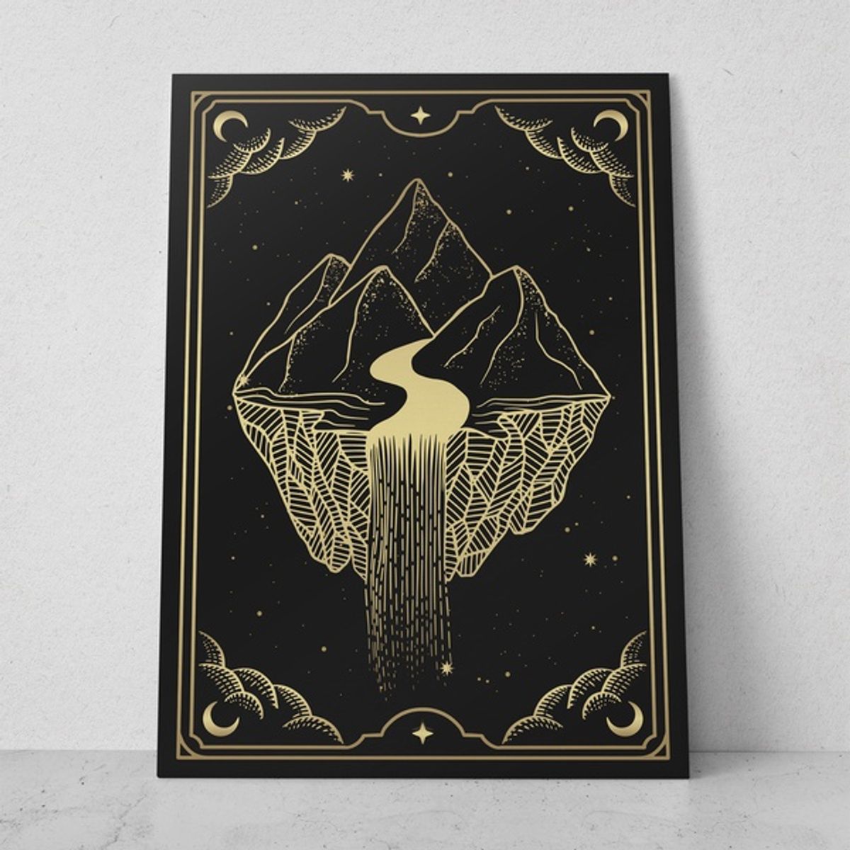 TAYRONA STORE - Cuadros Retablo Ilustraciones Negro y Dorado 059 - 35x50cm