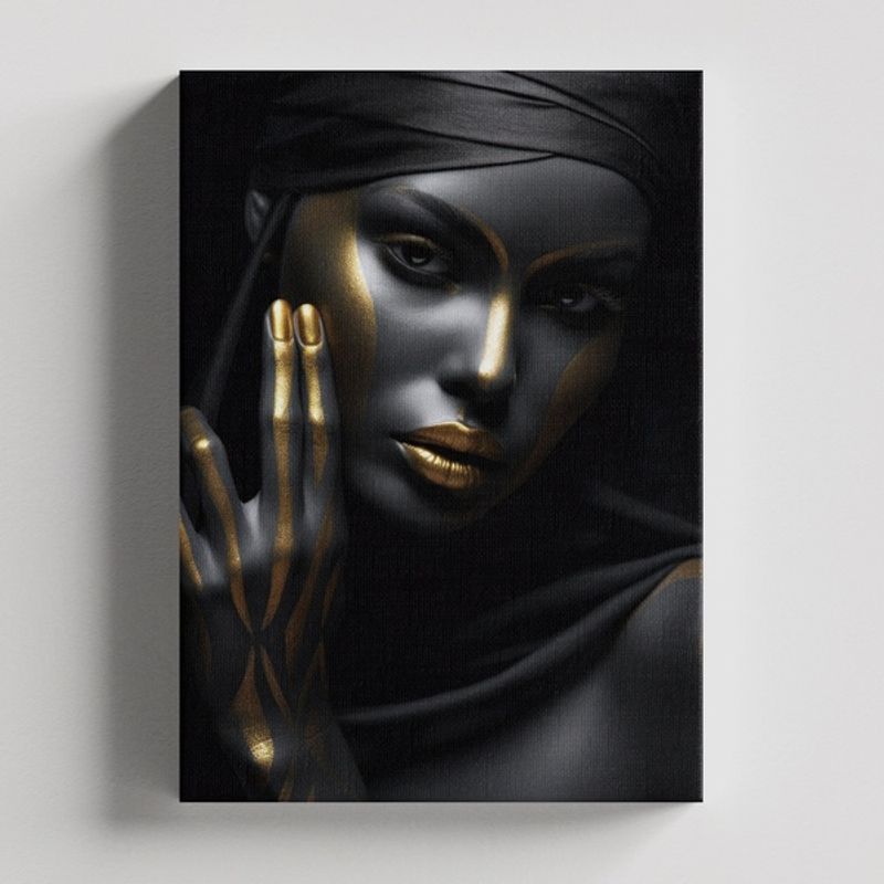 TAYRONA STORE - Cuadros Retablo Negro y Dorado Africanas 084 - 35x50cm