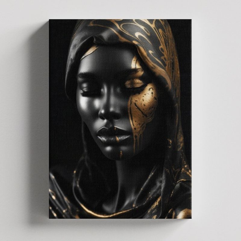 TAYRONA STORE - Cuadros Retablo Negro y Dorado Africanas 109 - 35x50cm
