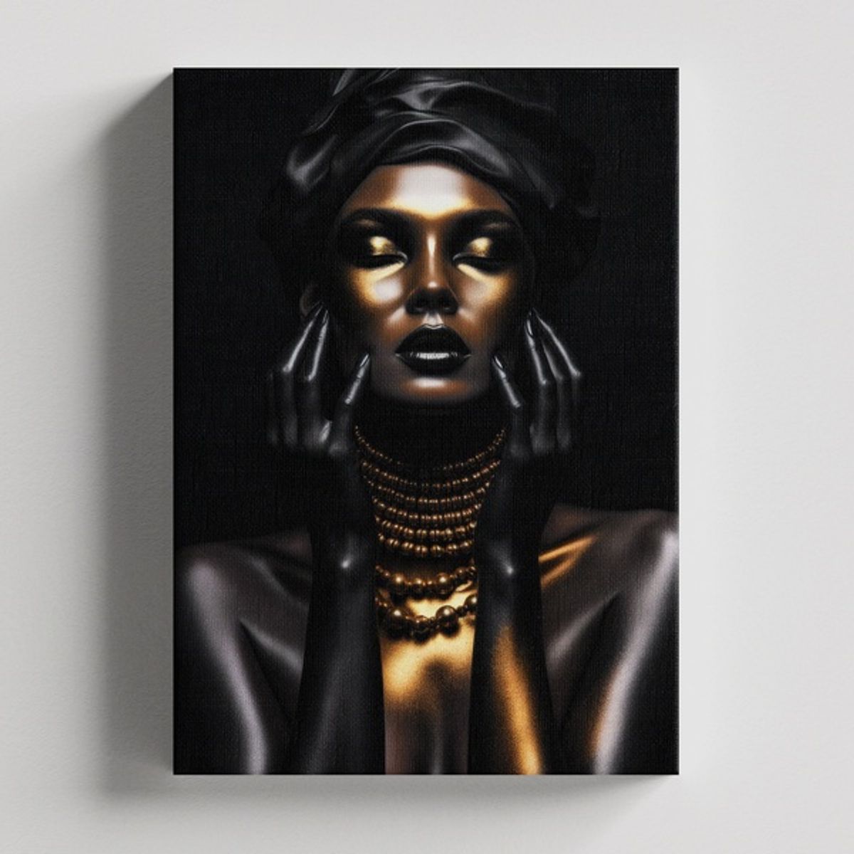 TAYRONA STORE - Cuadros Retablo Negro y Dorado Africanas 115 - 35x50cm