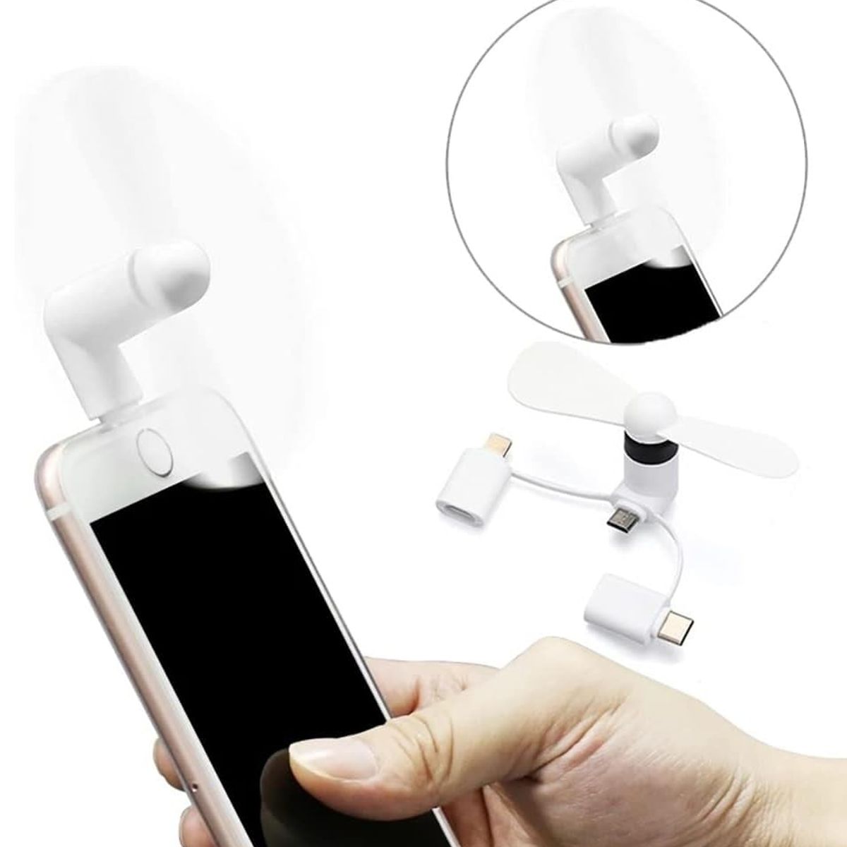 GENERICO - Mini Ventilador Para Celular 3 En 1 iPhone Tipo C Micro Usb