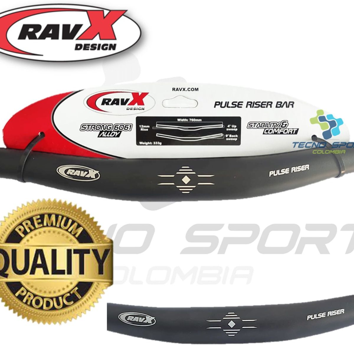 GENERICO - Manubrio Ravx Pulse 760mm Manillar Mtb Curvo Aluminio 31.8