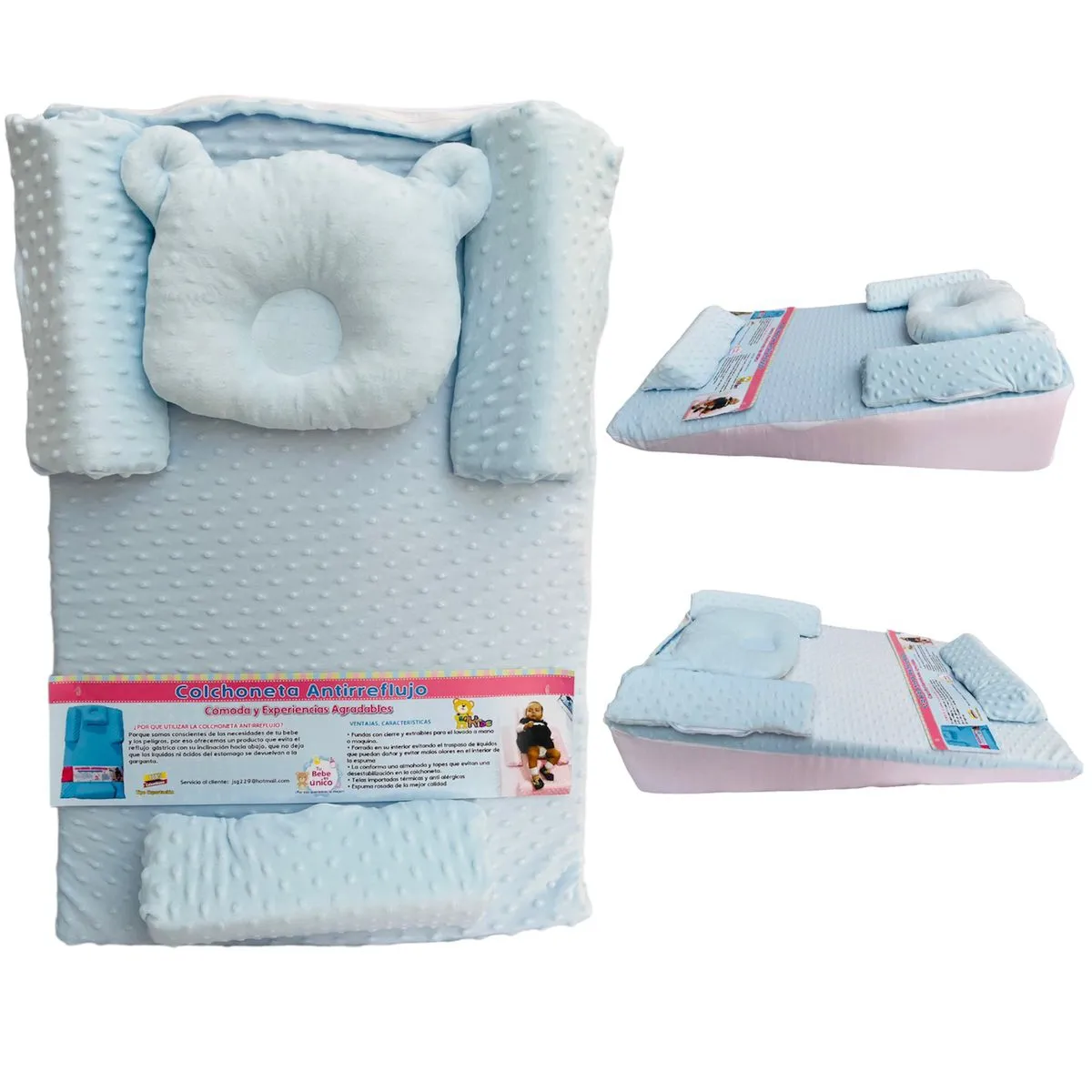 GENERICO - Colchoneta antirreflujo de bebe antialérgica 60x90x14