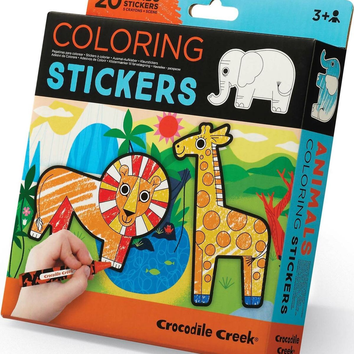 CROCODILE CREEK - Set Stickers Para Colorear De Animales de la selva Y Crayones Niños