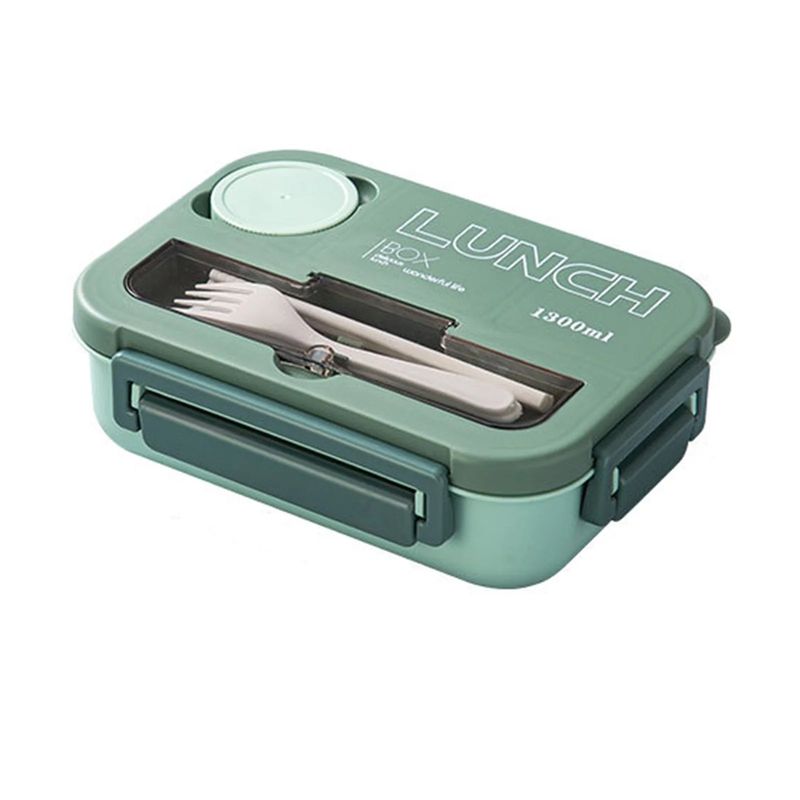 GENERICO - Portacomida Cubierto Lonchera Fiambrera Recipiente Portatil Verde