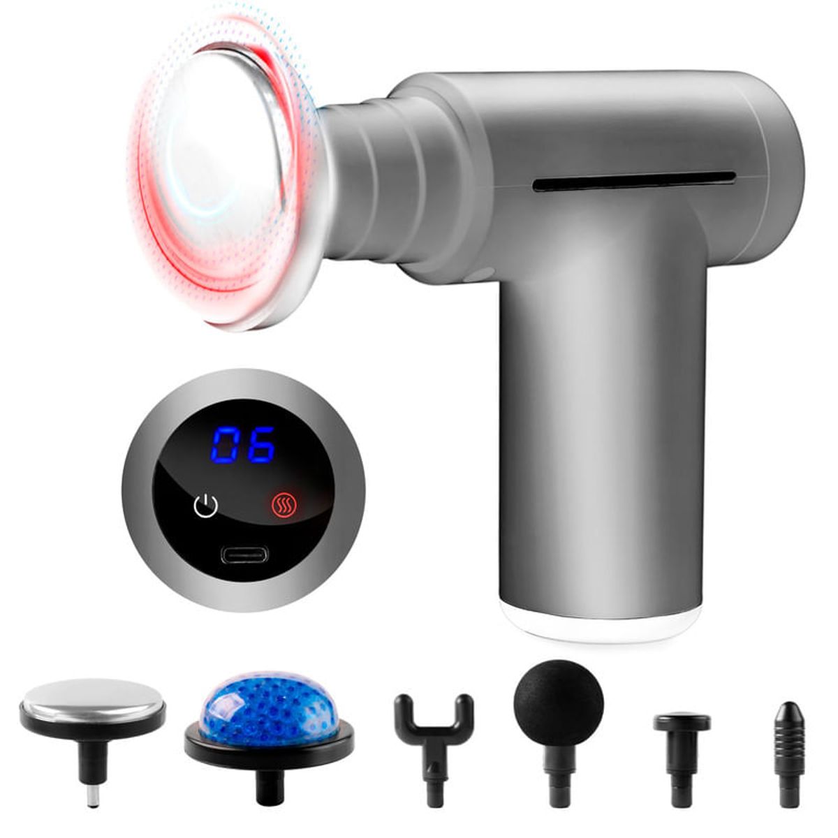 STYLE STARS - Pistola masajeador percutor calor o frío 6 nivelescabezas Gris