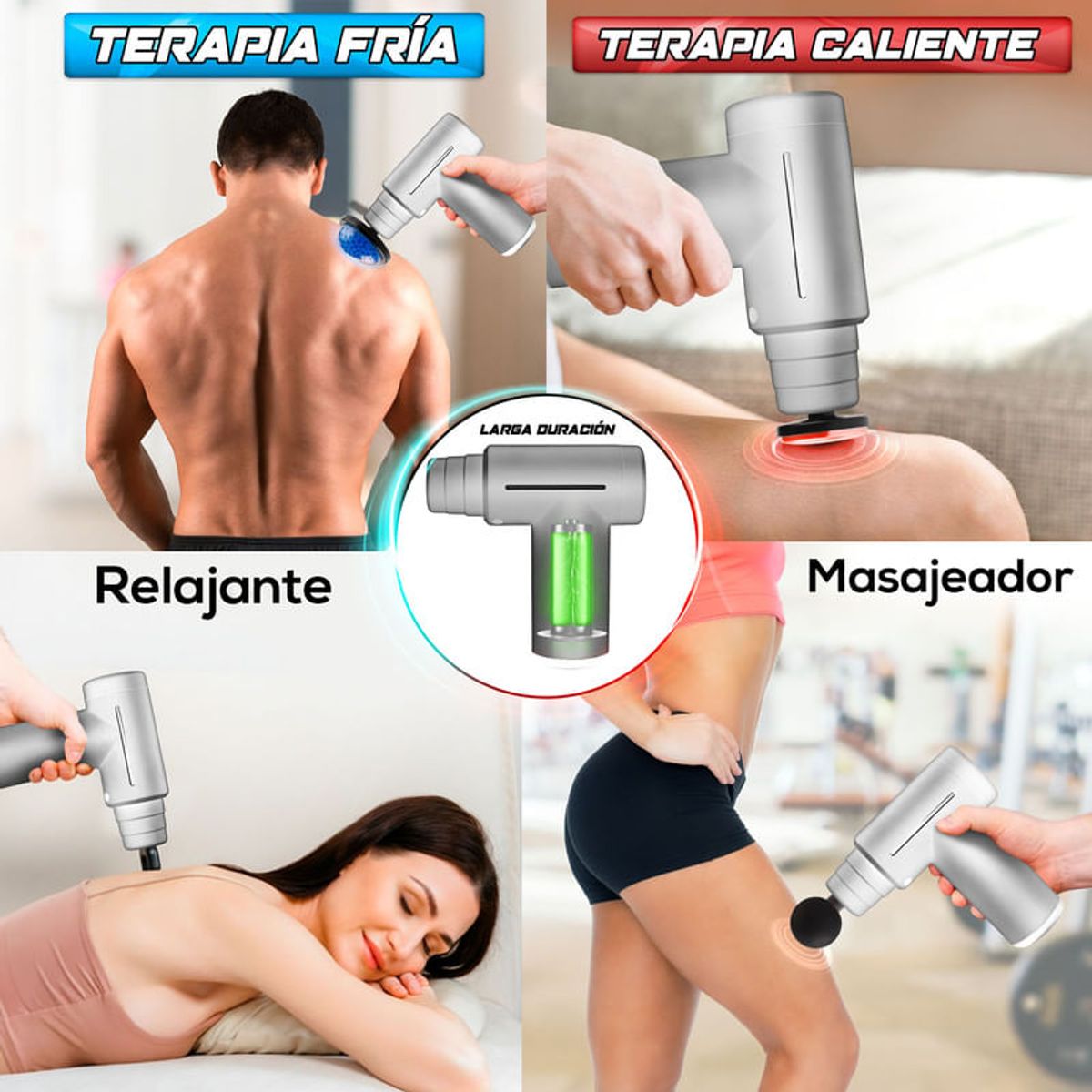 STYLE STARS - Pistola masajeador percutor calor o frío 6 nivelescabezas Gris