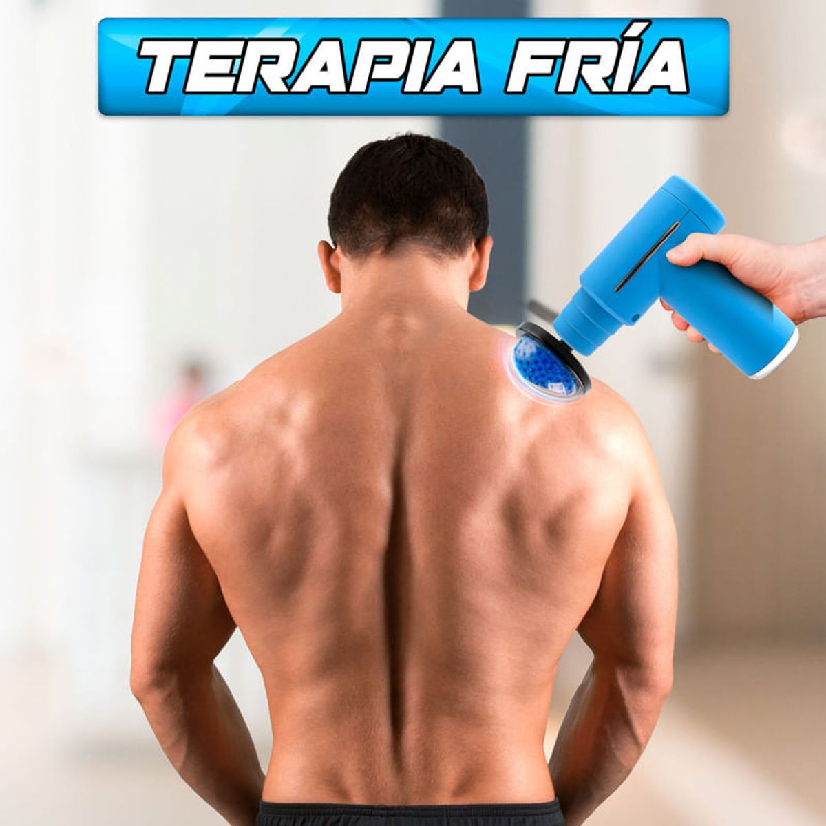 STYLE STARS - Pistola masajeador percutor calor o frío 6 nivelescabezas Azul