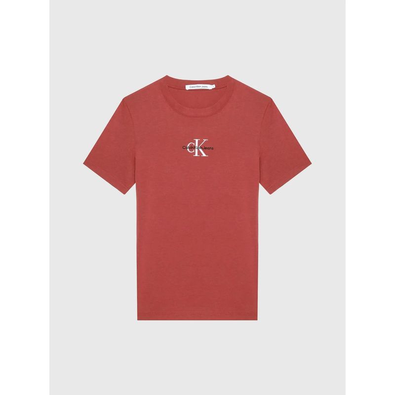 CALVIN KLEIN - Camiseta Naranja Clasica Slim Con Logo Calvin Klein