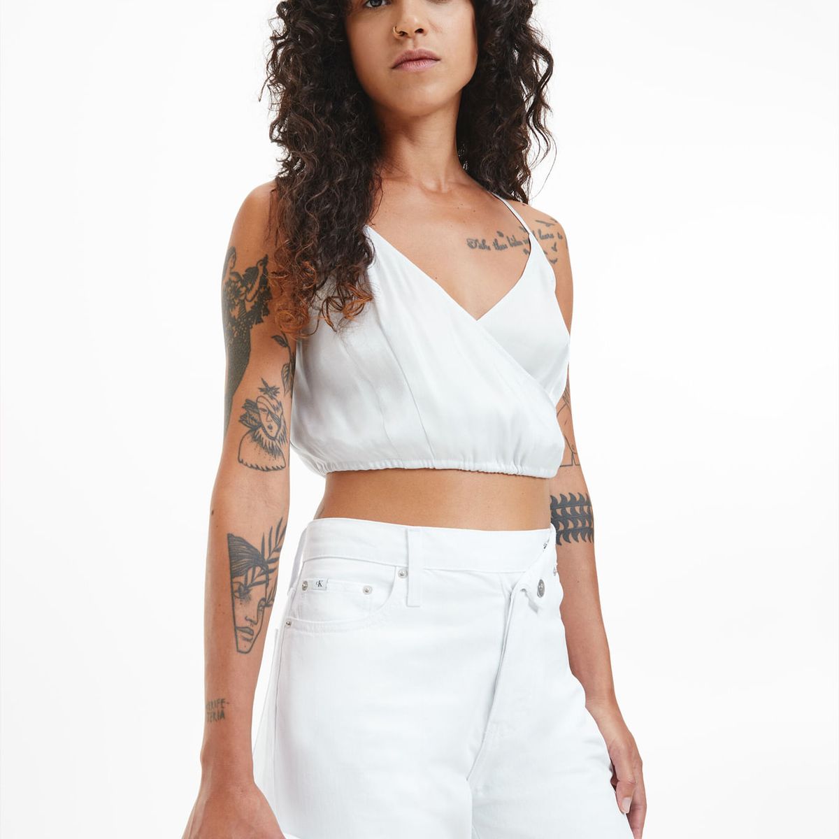 CALVIN KLEIN - Crop Top Gris Con Logo Para Mujer Calvin Klein