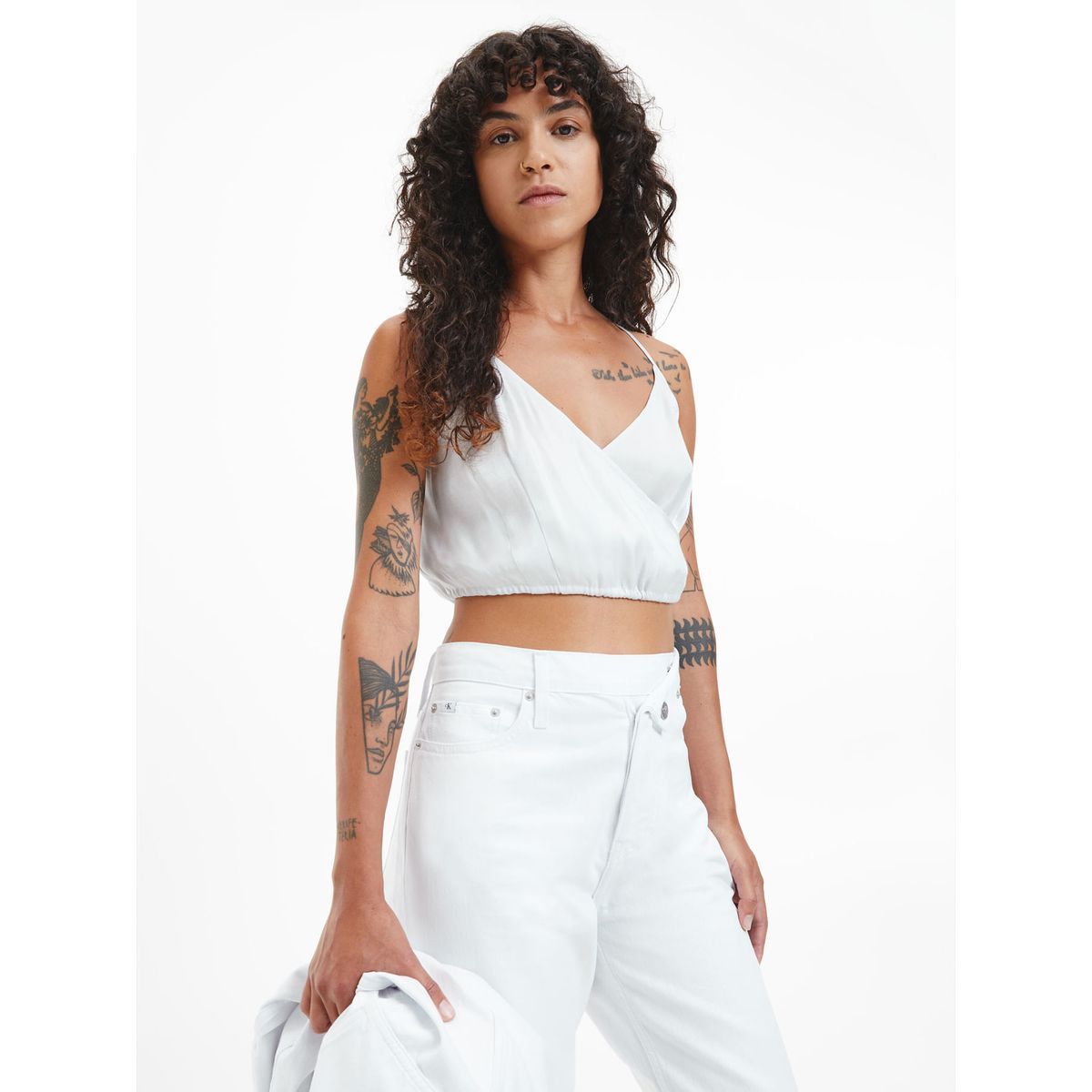 CALVIN KLEIN - Crop Top Gris Con Logo Para Mujer Calvin Klein