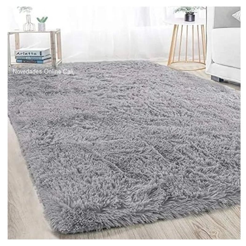 G HOME - Tapete alfombra peluda Gris tapete peluche 150 x 200 cm