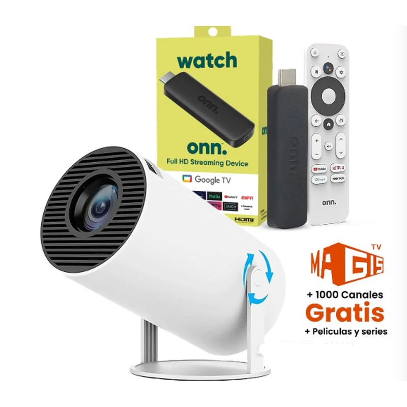 SHEN HUANG - Combo Entretenimiento Proyector HY300 Con SmartTV Watch Onn Full HD