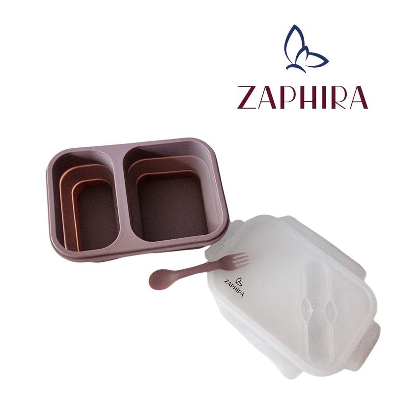 ZAPHIRA - Lonchera silicona  plegable Zaphira con 2 compartimentos palo de rosa.