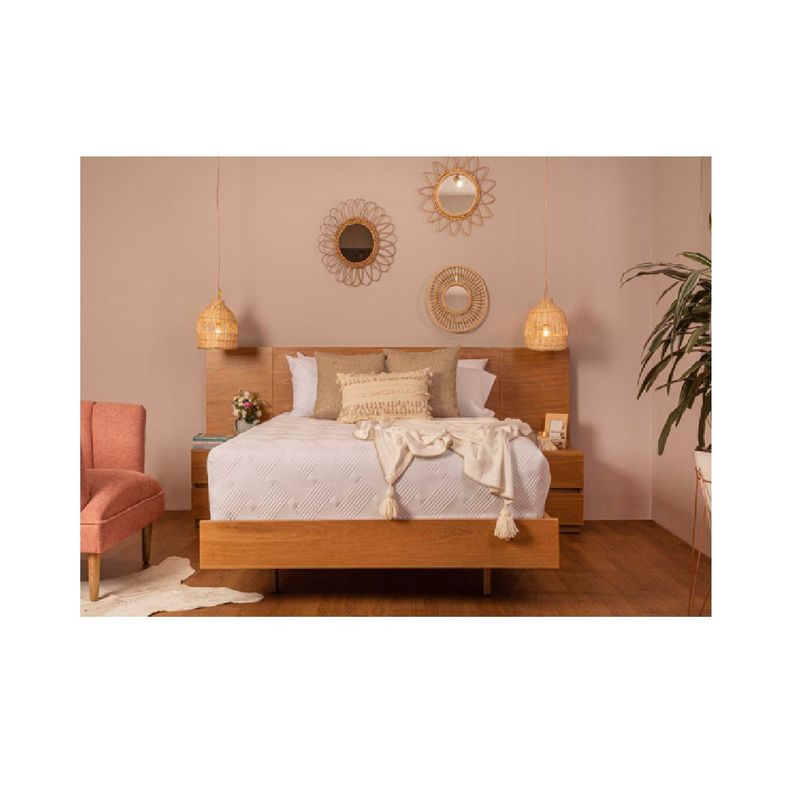 GENERICO - Cama Oslom en Madera Roble 1.60 y nocheros