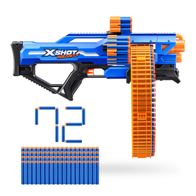 X SHOT - Lanzador de Dardos Insanity Mad Mega Barrel Xshot +72 Dardos