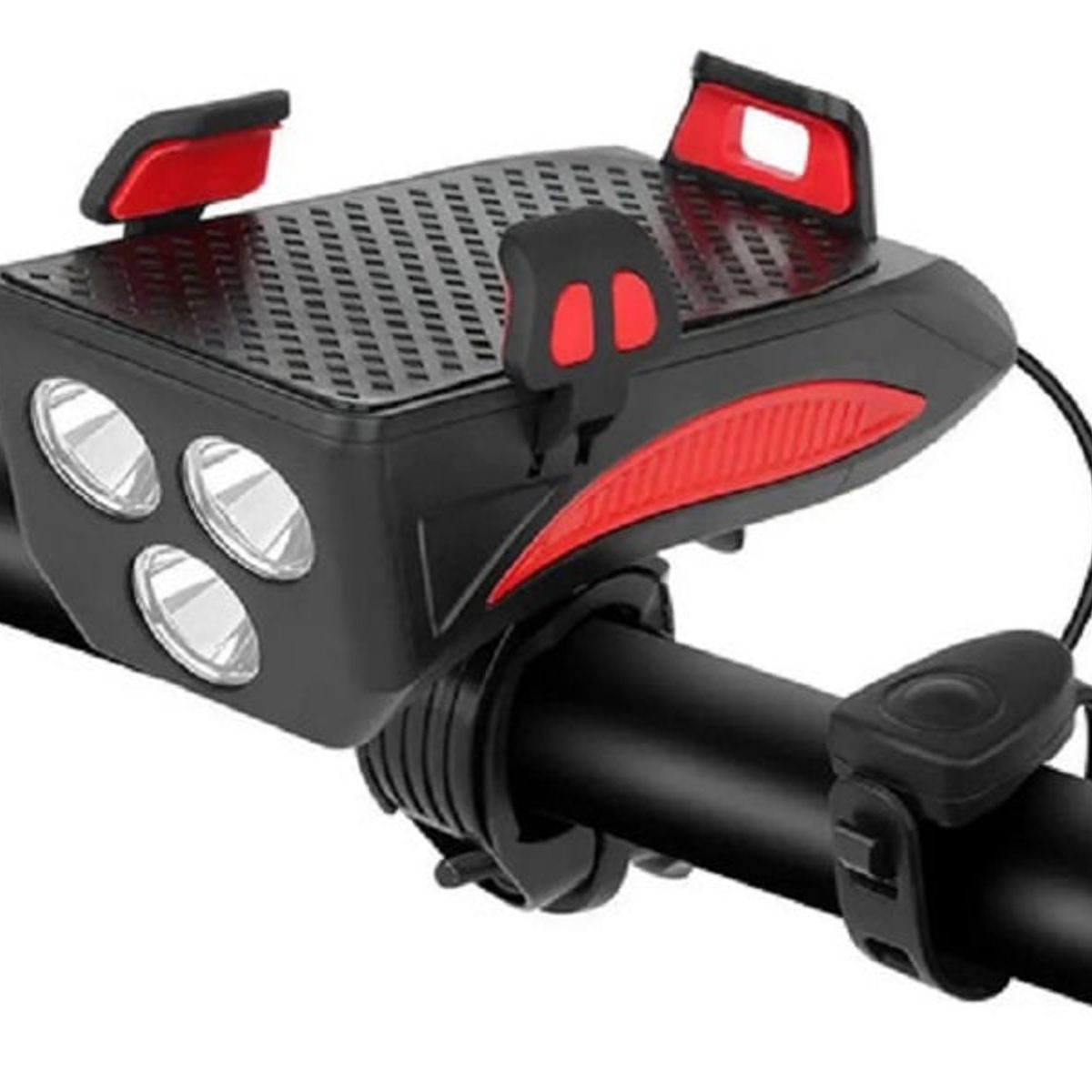 GENERICO - Linterna Recargable Bici Porta Celu Usb Power Bank + Bocina