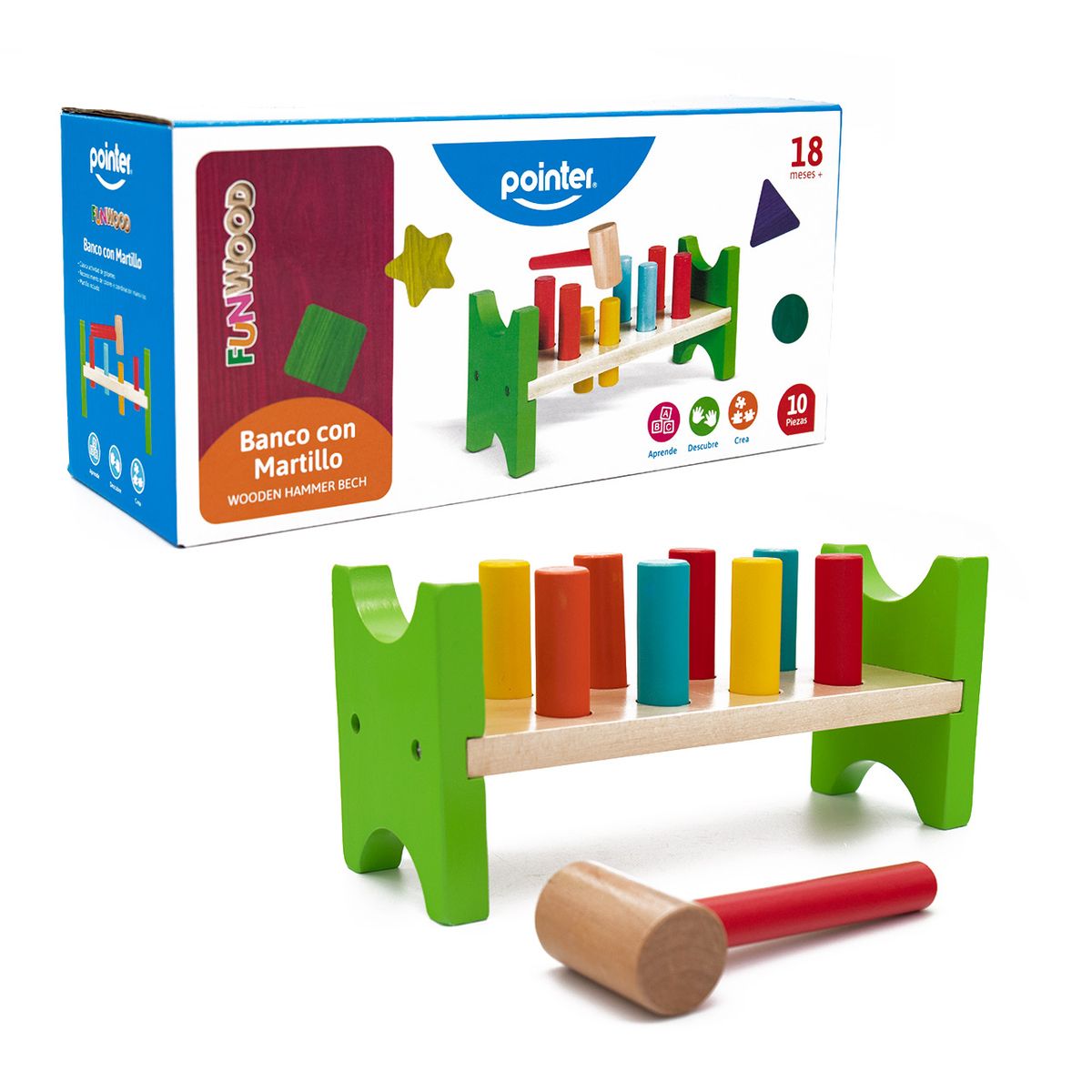 JUGANDO Y EDUCANDO - Juguete Educativo Banco Con Martillo Madera Para Niños