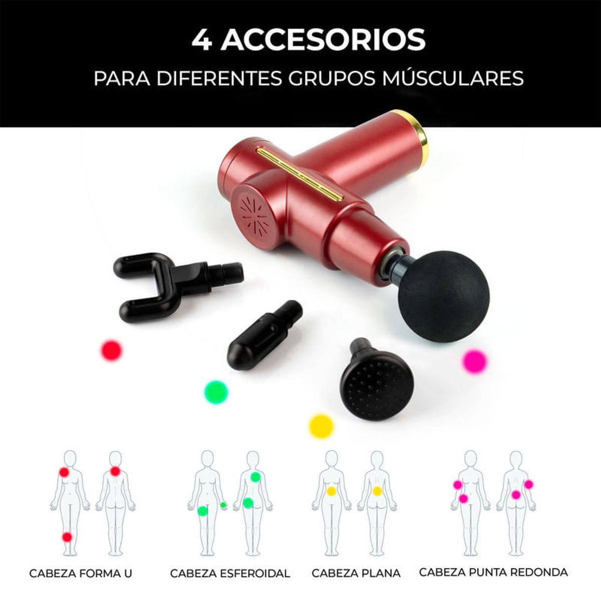 STYLE STARS - Pistola masajeadora de percusión portátil masajeador 6 Vel Rojo