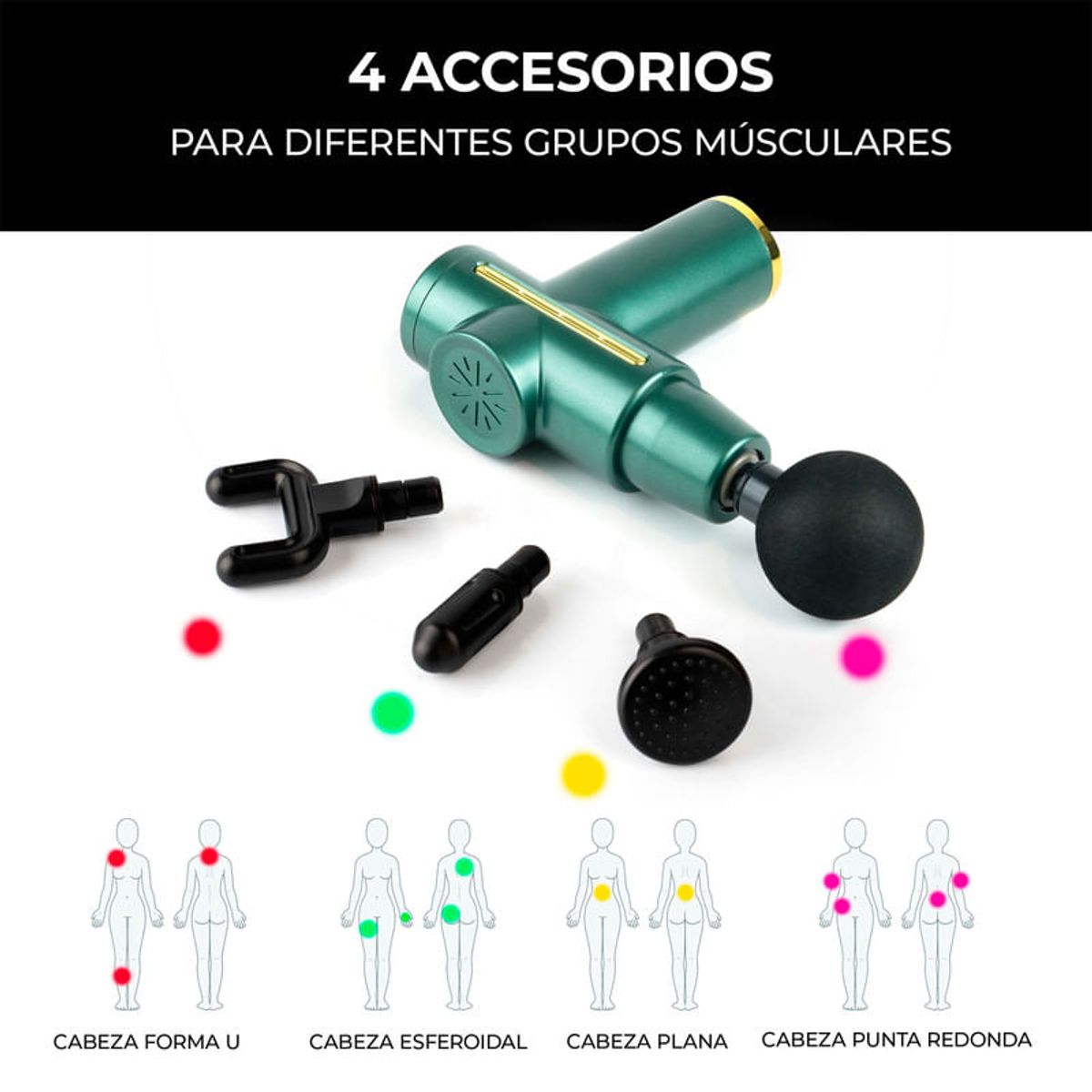 STYLE STARS - Pistola masajeadora de percusión portátil masajeador 6 Vel Verde