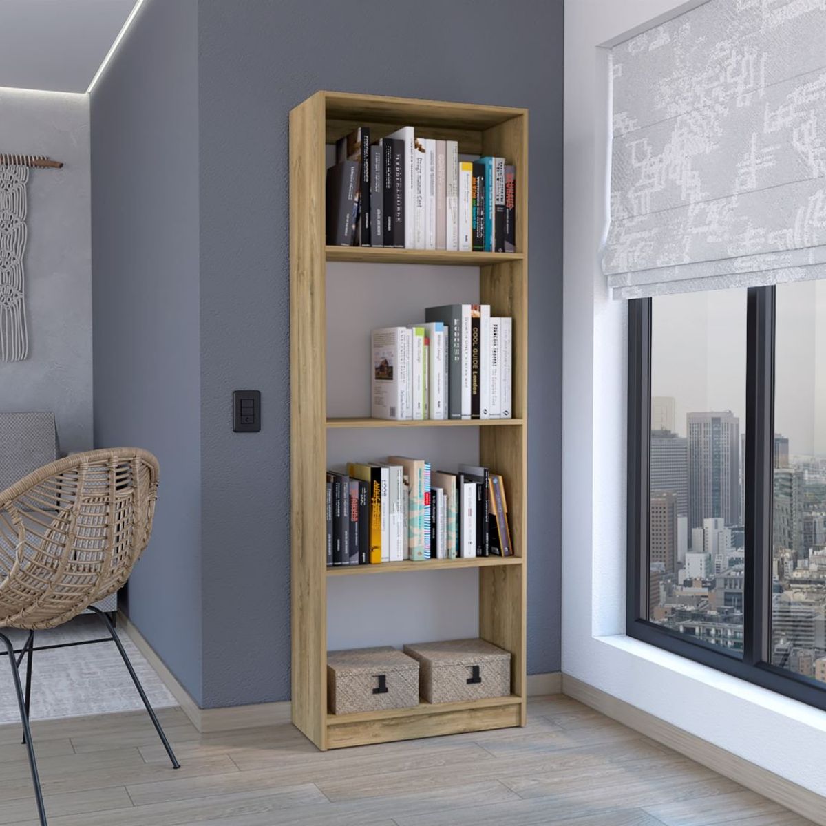 RTA MUEBLES - Estante Biblioteca Home Macadamia Blanco EMB 9585 RTA