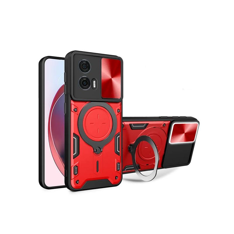 GENERICO - Funda Protección Cámara Soporte Para Motorola Edge 50 Fusion Rojo