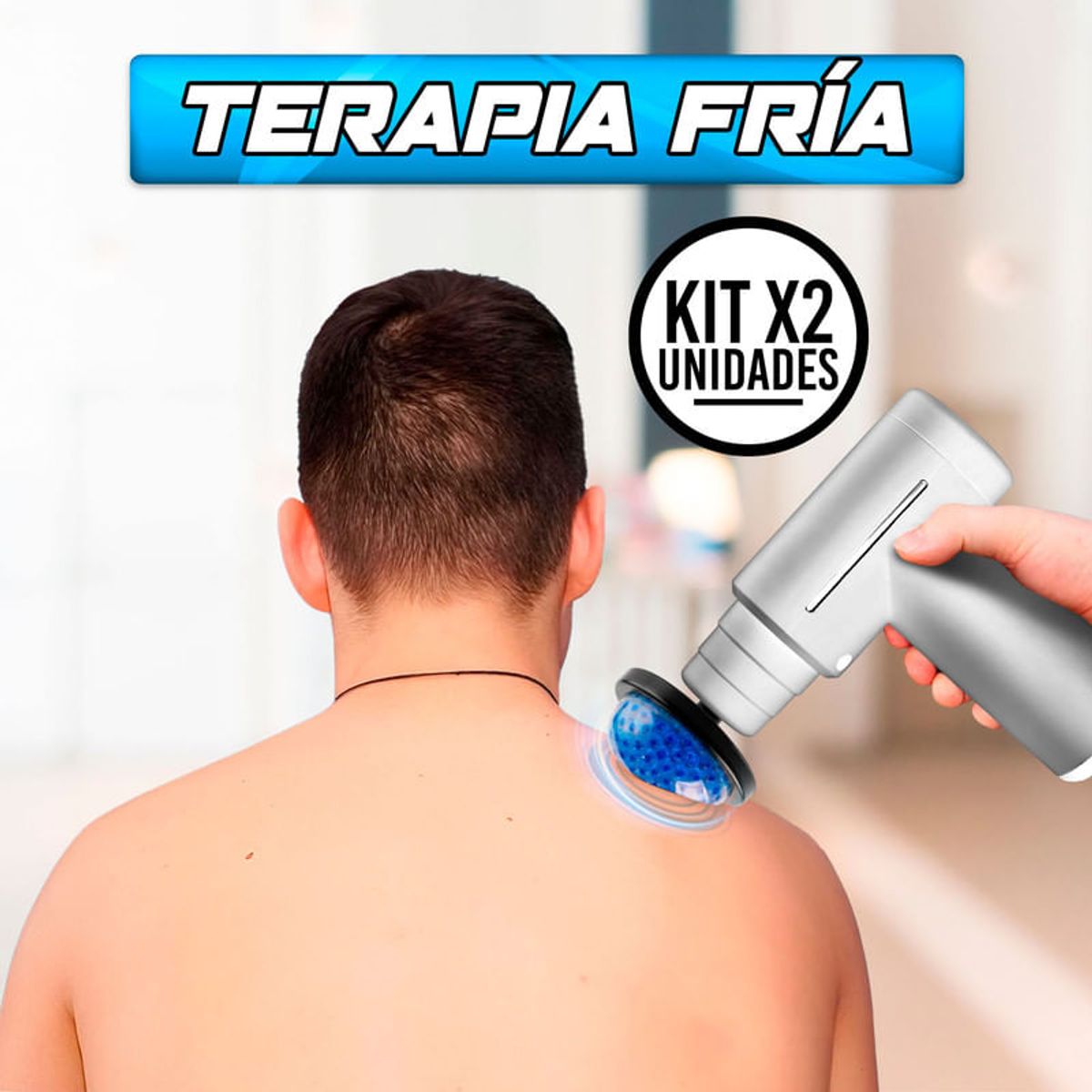 STYLE STARS - 2 Pistolas masajeador percutor de calor o frío 6 cabezas Gris