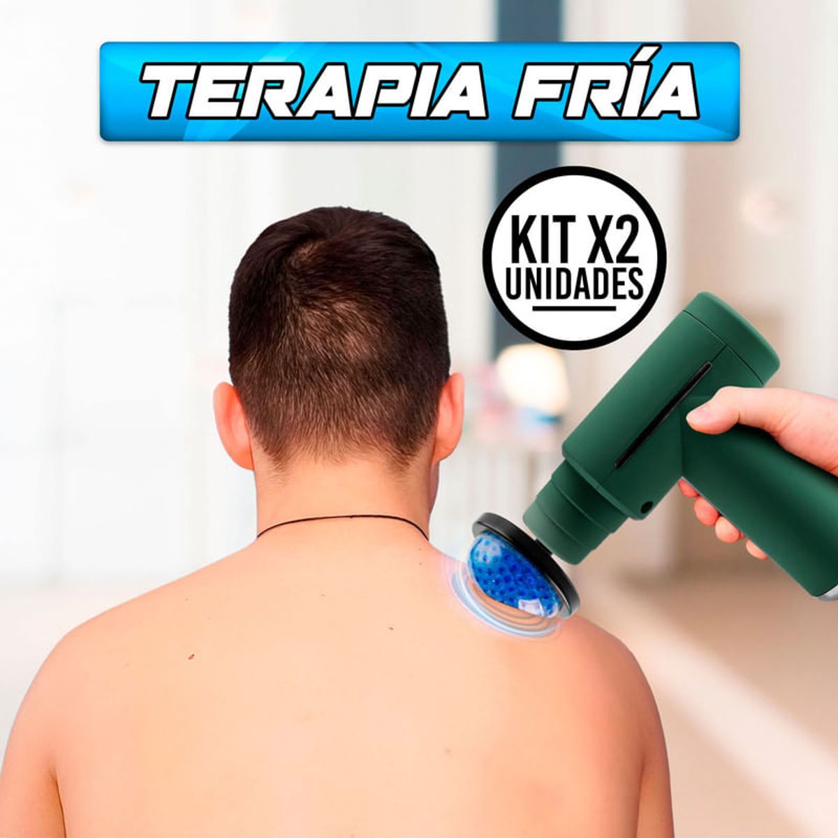 STYLE STARS - 2 Pistolas masajeador percutor de calor o frío 6 cabezas Verde