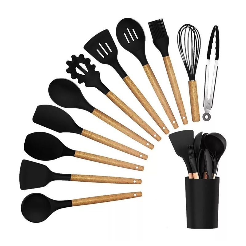 GENERICO - Set De Utensilios De Cocina 12 Piezas En Silicona De Colores
