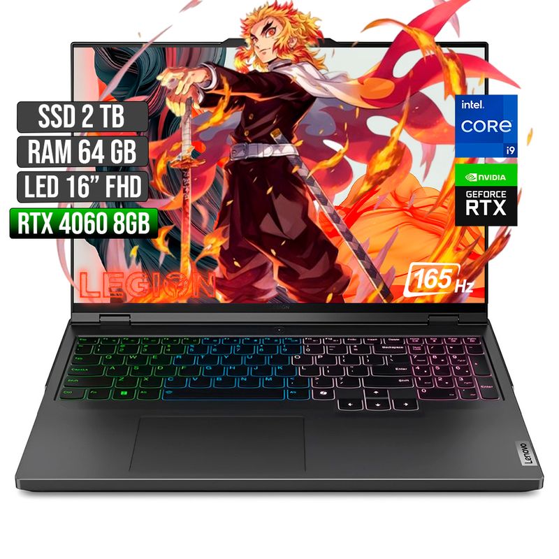 LENOVO - LENOVO LEGION PRO INTEL CORE I9-14900HX RTX 4060 8GB SSD 2TB RAM 64GB LED 16" FHD 165Hz