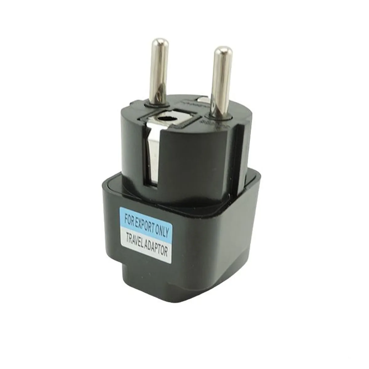 GENERICO - Adaptador Convertidor Enchufe Americano A Europeo Redondo X1 Negro