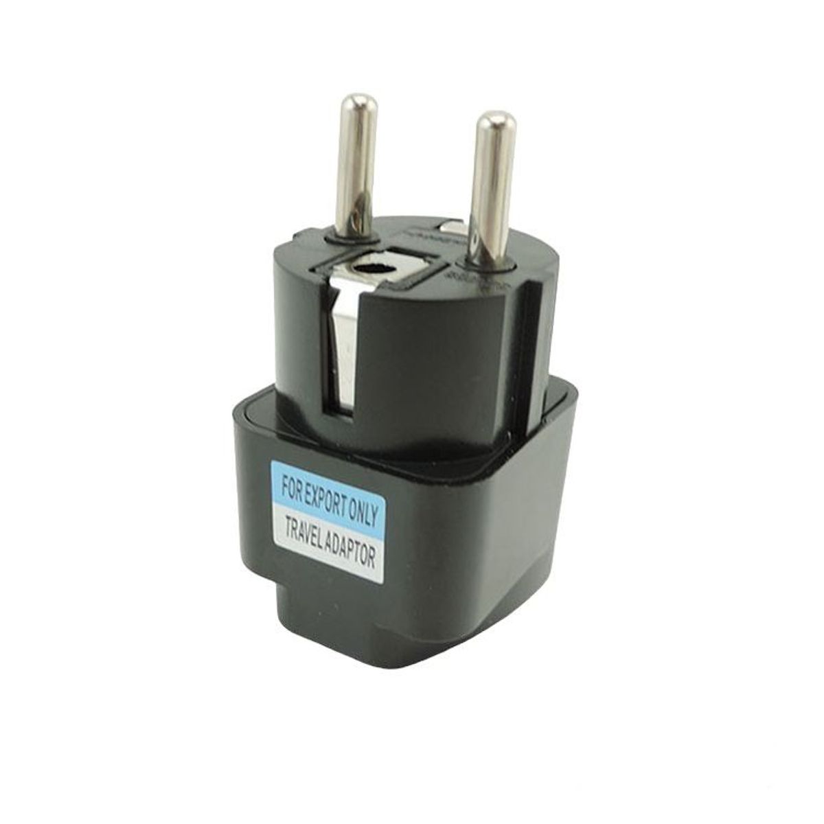 GENERICO - Adaptador Convertidor Enchufe Americano A Europeo Redondo X1 Negro