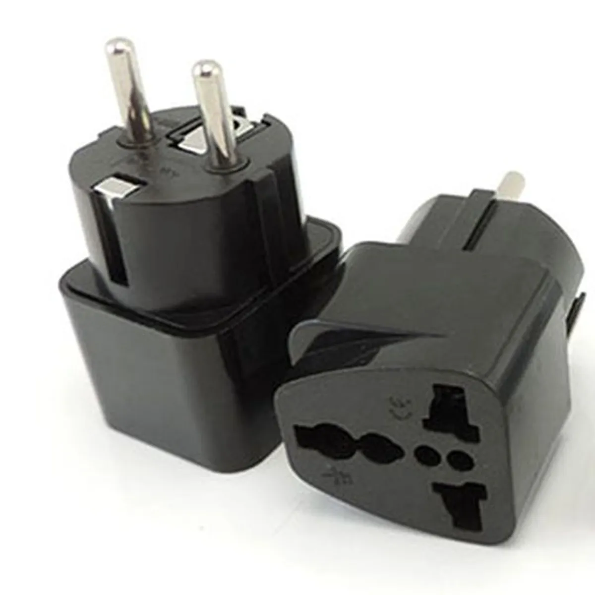 GENERICO - Adaptador Convertidor Enchufe Americano A Europeo Redondo X1 Negro