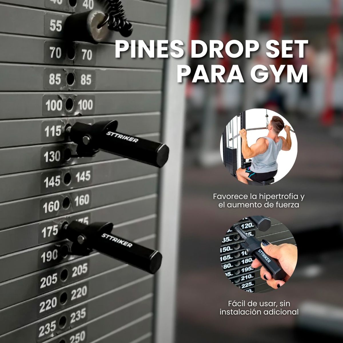 GENERICO - Pines Drop Sets Gym Pesas Gimnasio Pin Más Repeticiones