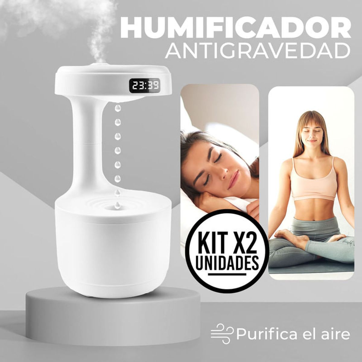 ENERGY PLUS - Combo 2 Humidificadores Antigravedad Eléctrico Aromaterapia Blanco