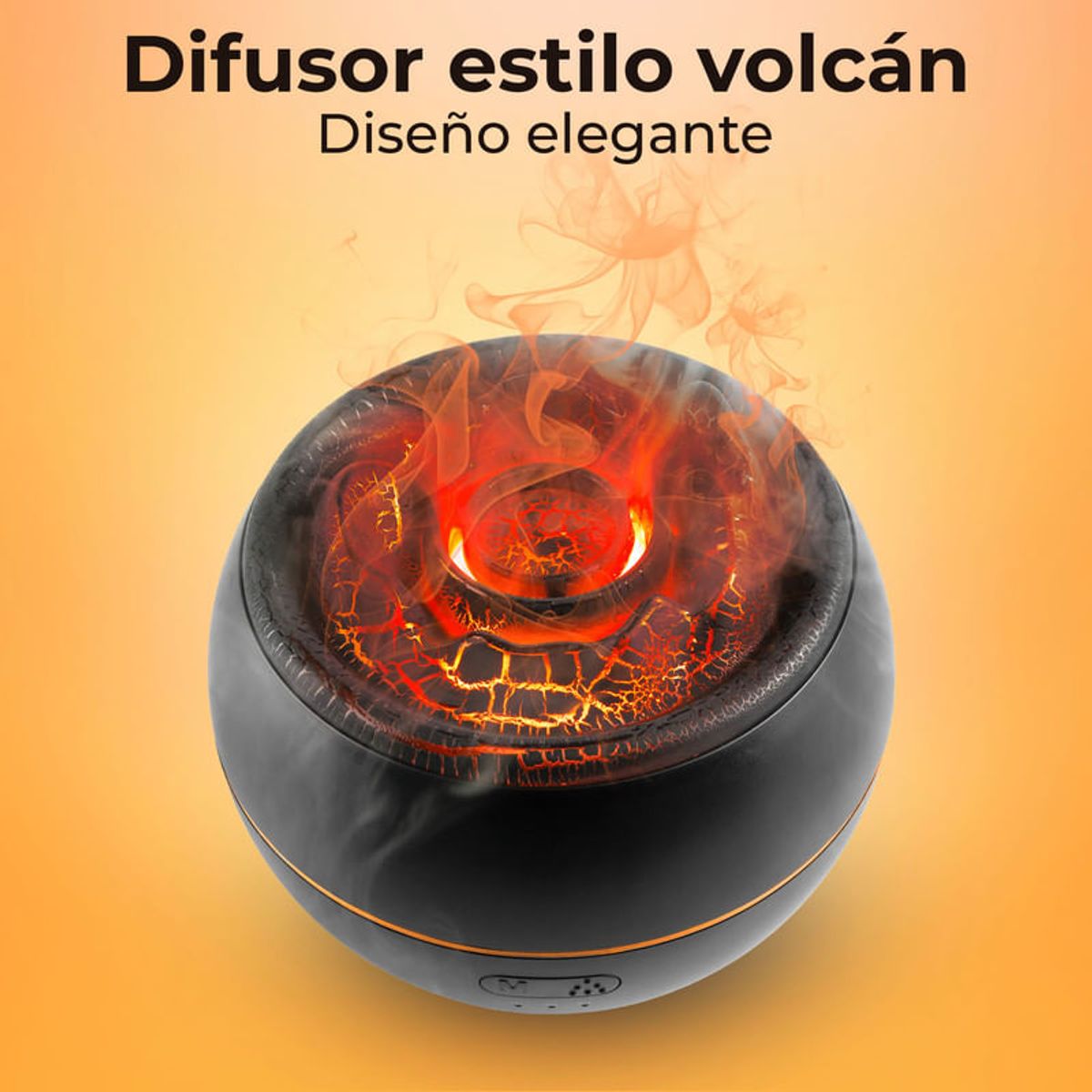 ENERGY PLUS - Humidificador y Difusor Eléctrico Sónico de Aromas Volcano Negro
