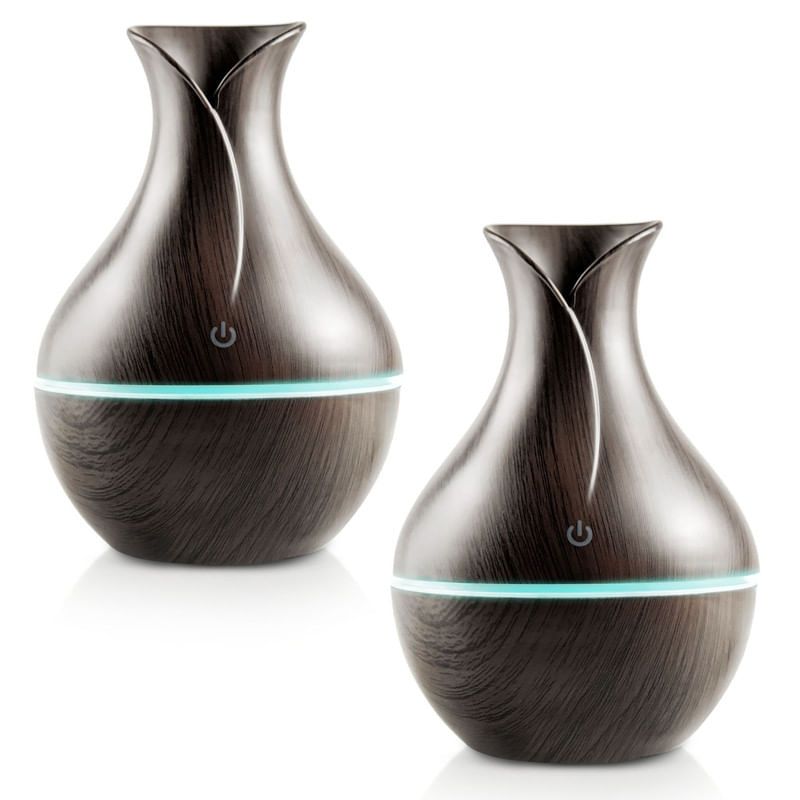 ENERGY PLUS - Combo 2 Difusores de aceites esenciales luz led 200ml Madera Oscuro