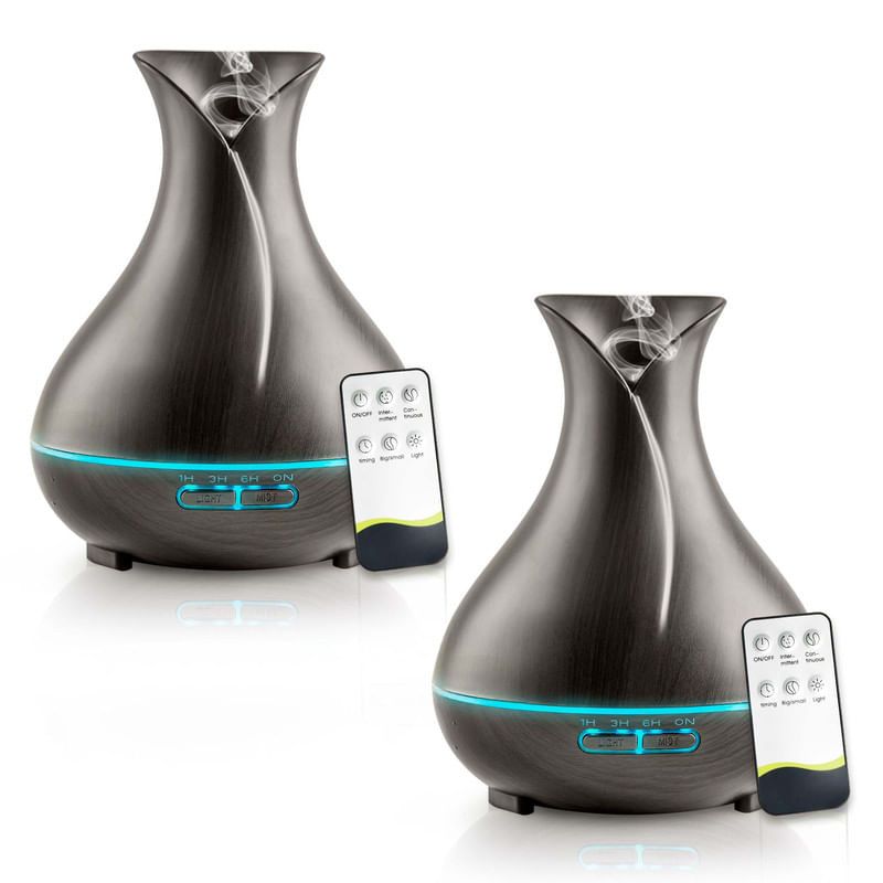 ENERGY PLUS - Combo 2 Humidificadores difusor aromas eléctrico 500ml Madera Oscuro