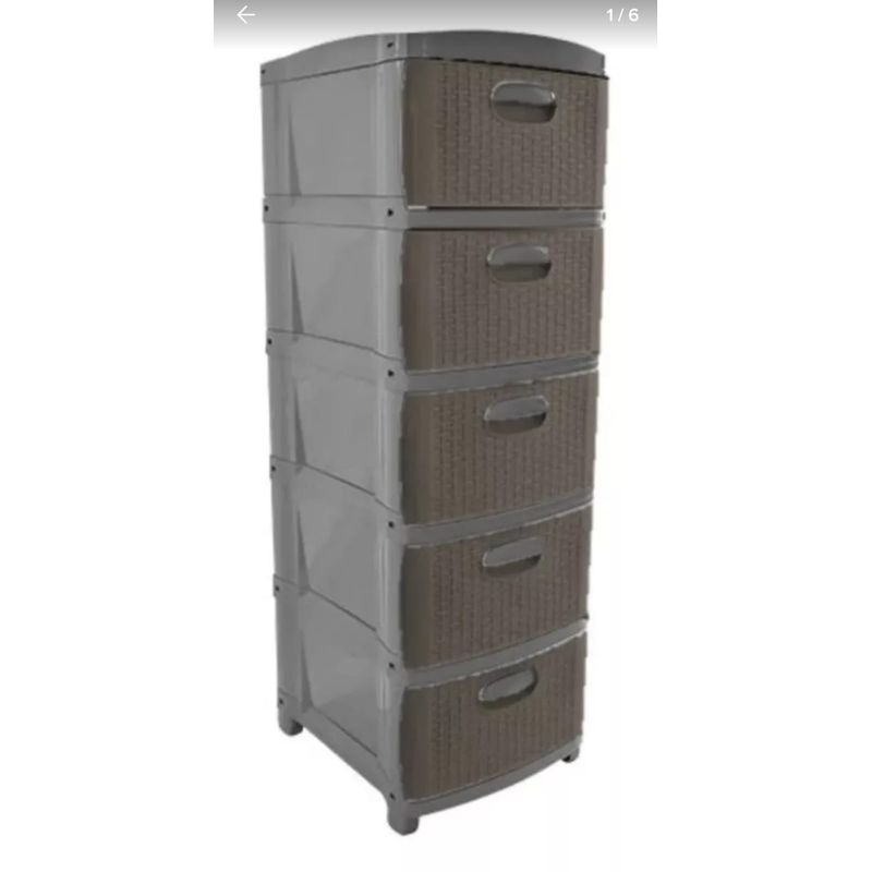 PRODEHOGAR - Organizador cajonero plastico amplio dubai por 5 niveles Gris