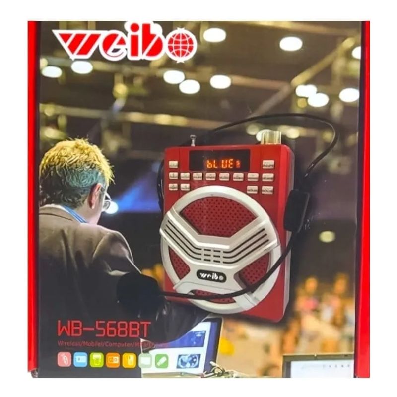 WEIBO - Parlante Radio Amplificador Micrófono Portátil Sd Bluetooth