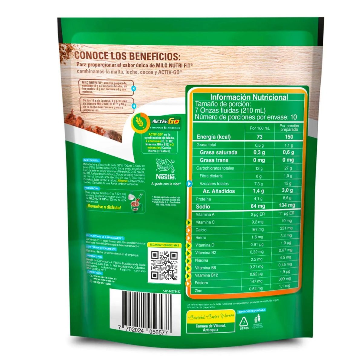 MILO - Milo en Polvo Activ-go Bajo en Azúcar 200g Doypack