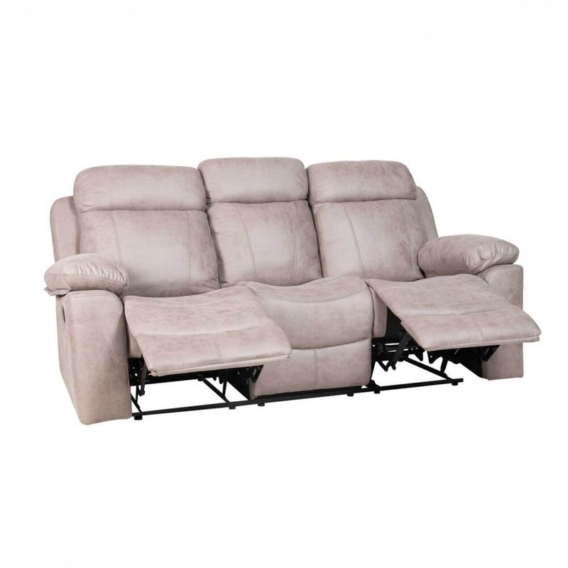 MUEBLES FIOTTI - Sofa Reclinable 3 puestos Beige Ecocuero Jarka