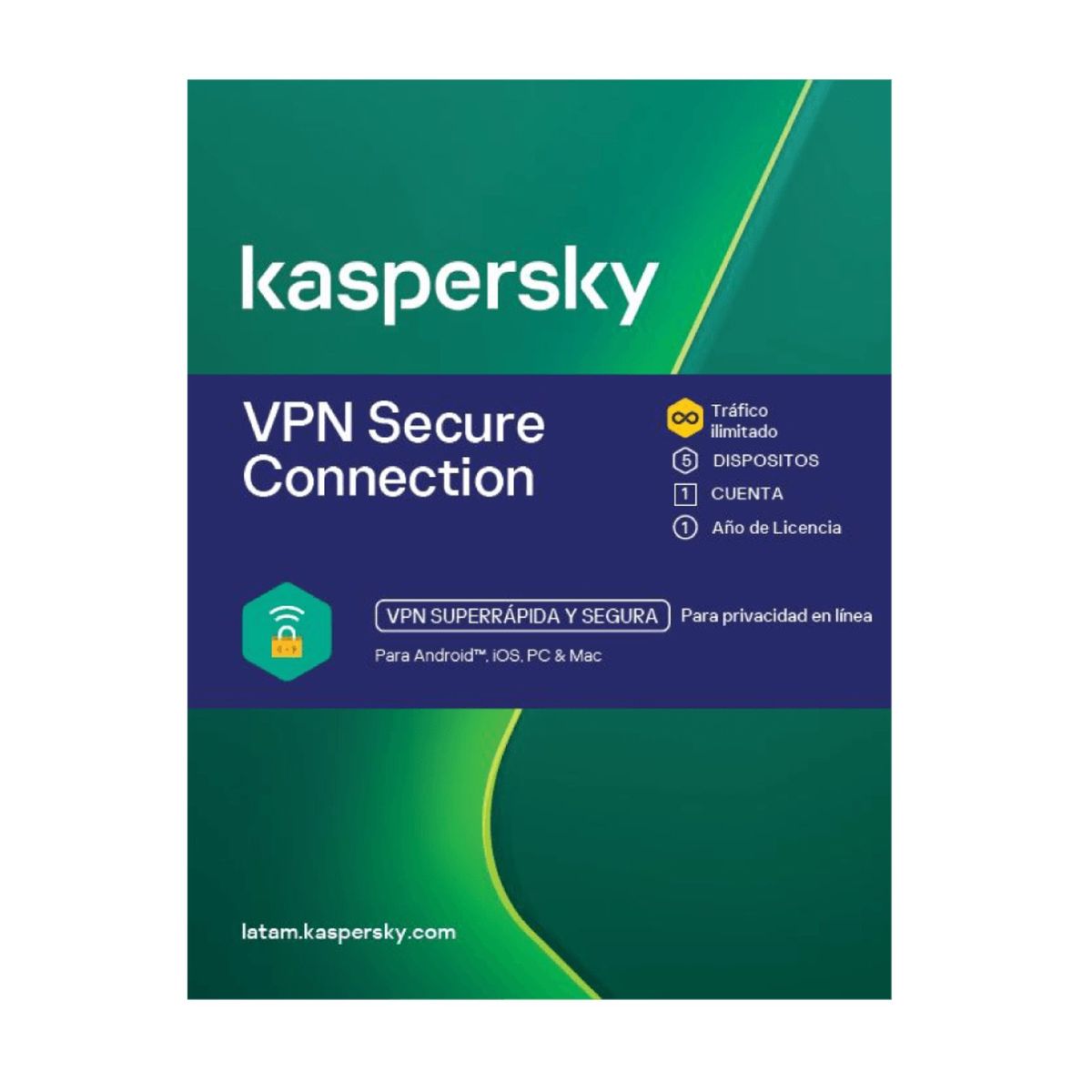 KASPERSKY - Kaspersky Vpn Ilimitada Secure Connection 5 Disp 1 Año