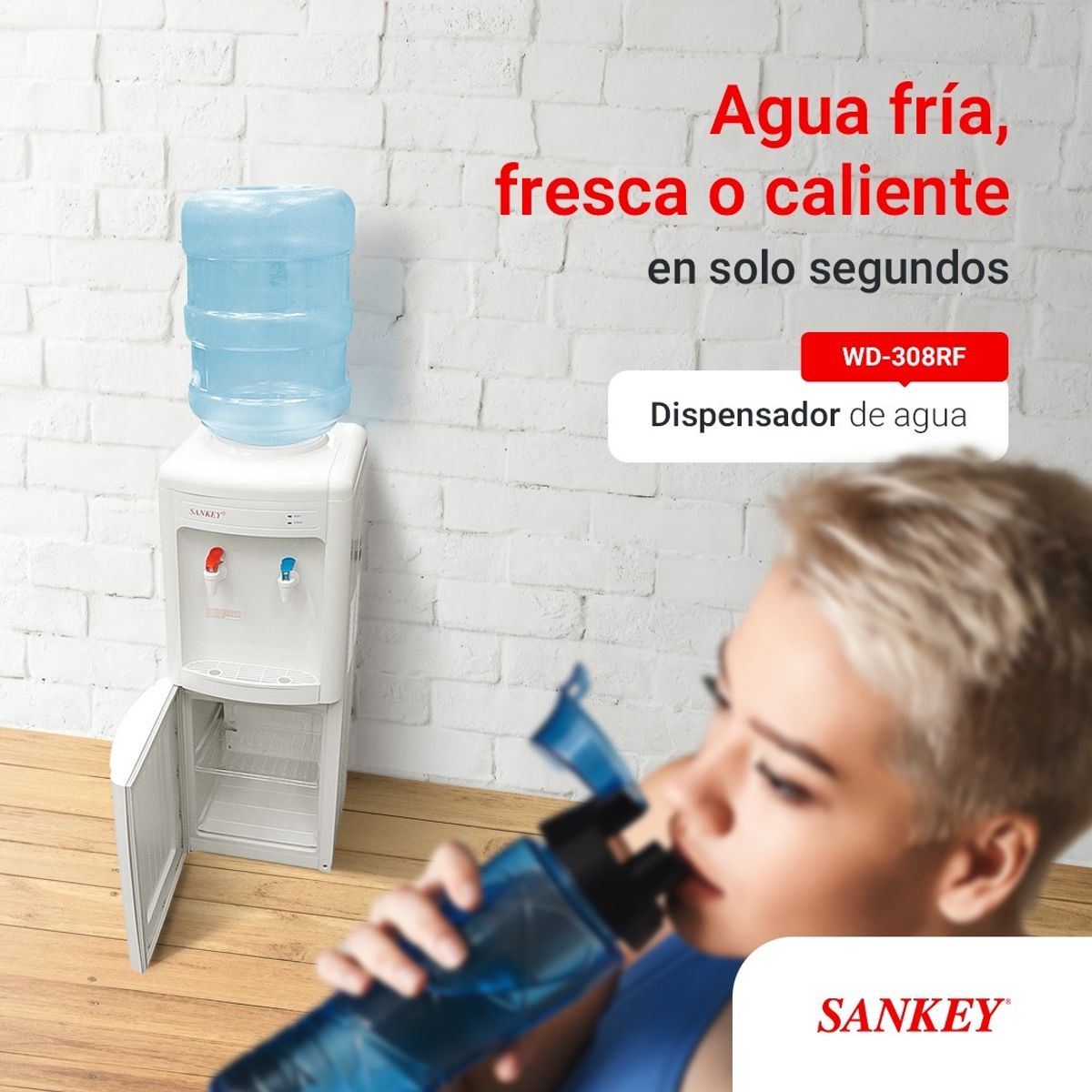 SANKEY - Dispensador de Agua con Nevera Sankey Agua Fría y Caliente